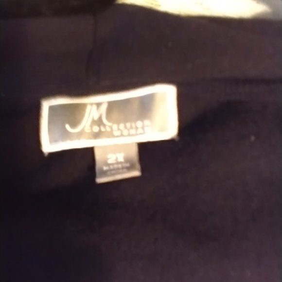 JM Collection black long sleeve sweater clear stone on sleeve and collar size 2X - Picture 4 of 5